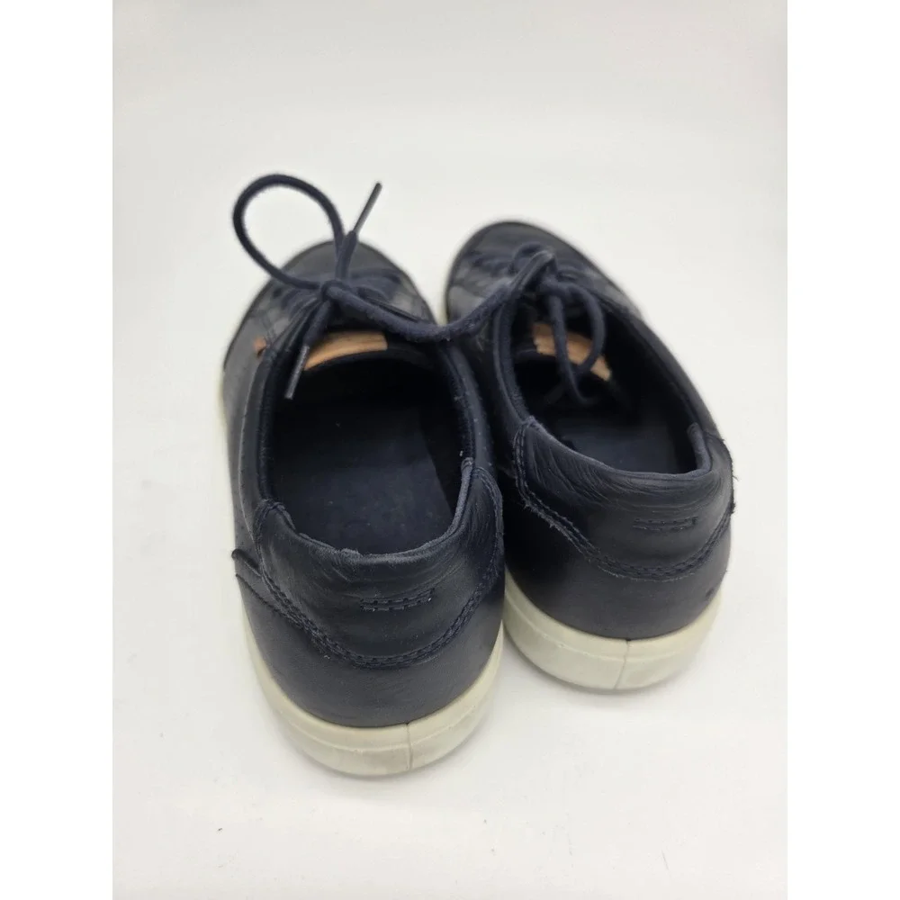 Mens Ecco Shoes Soft 7 Navy Soft Leather Shoes Trainers Size 45 (US 11) Preowned